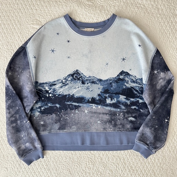 Pilcro Anthropologie Scenic Mountain Crew Neck Sweatshirt Women’s Small - Picture 3 of 12